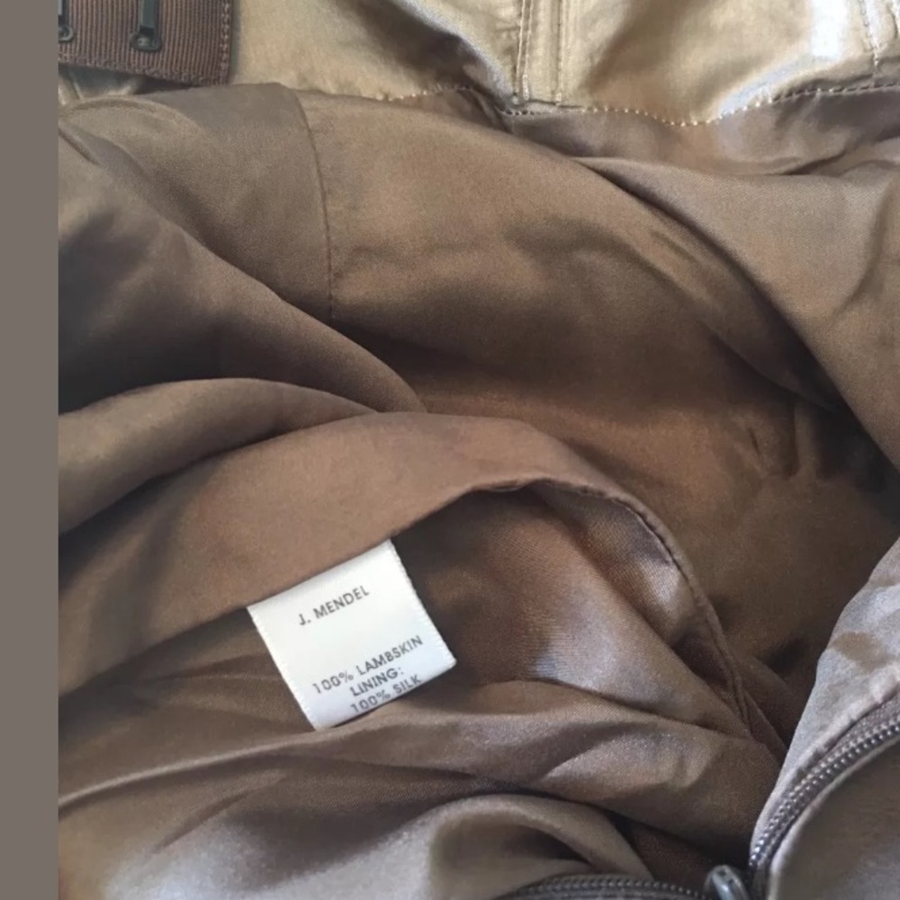 🆕👑 J. Mendel Vintage Designer Walnut Genuine Leather Strapless Classy Dress - Picture 7 of 8