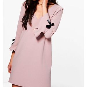 Pink Bow Sleeve Shift Dress