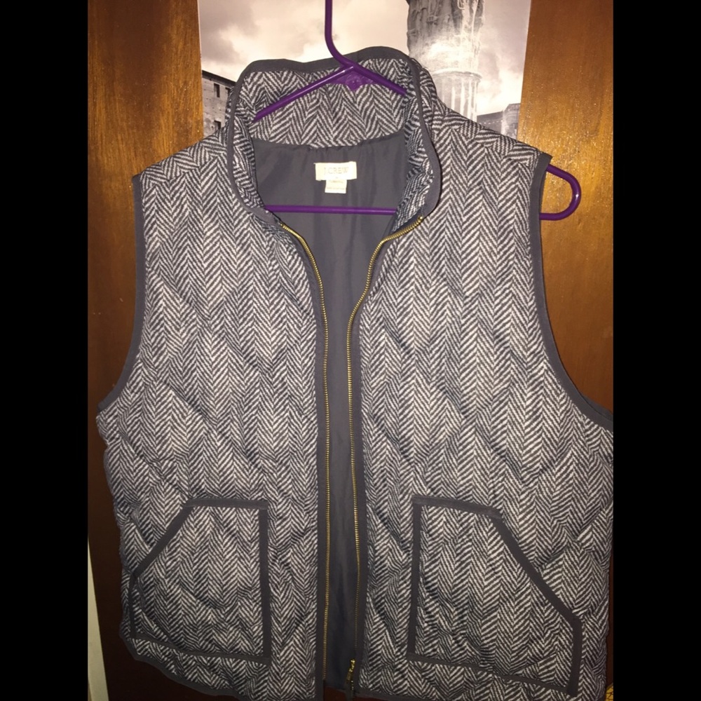 J. Crew Quilted Puffer Vest In Herringbone.