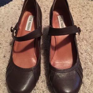 Brown high heel Mary Janes