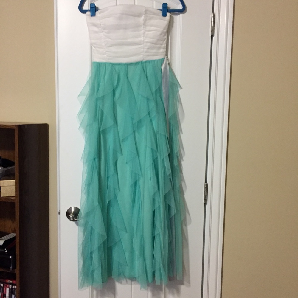 Teal and white dress
