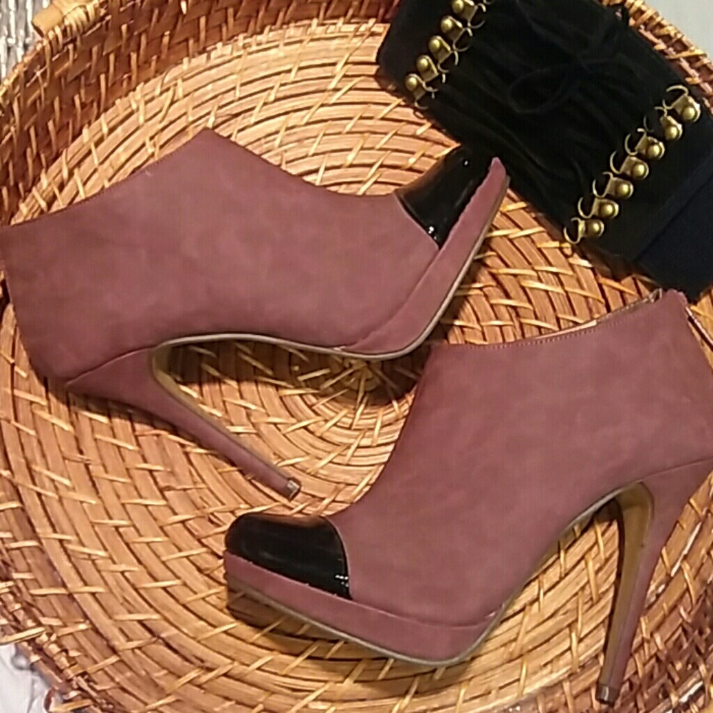 Sexy maroon purple heal booties