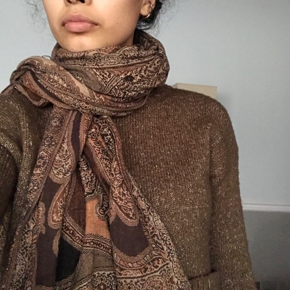 Brown Patterned Scarf