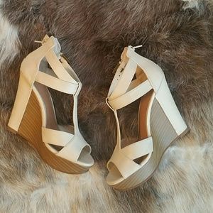 White wedge sandals