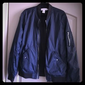 Men's navy blue bomber jacket worn once