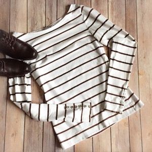 H&M Brown Stripe Button Accent Top Small