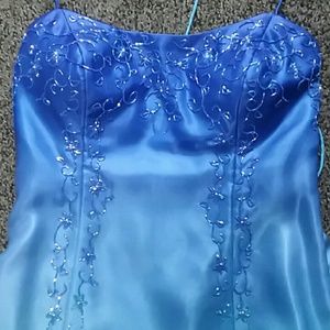 Blue beaded prom dress