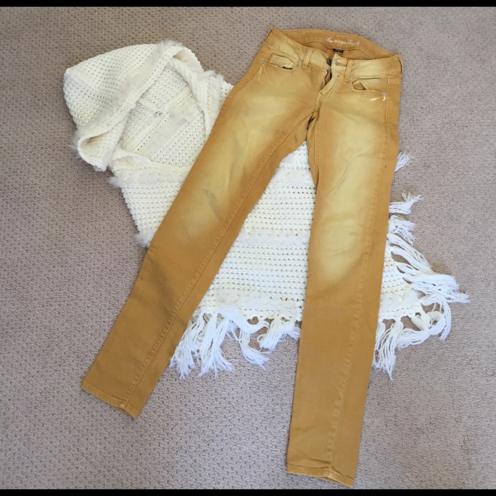 American Eagle mustard skinny jeans