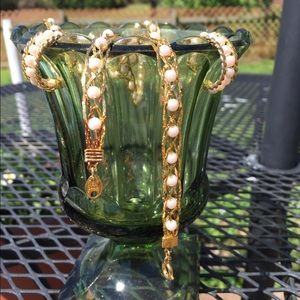 Vintage Faux Pearl Necklace & Earrings