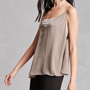 NWT FOREVER21 SATIN V-NECK CAMI WITH LACE