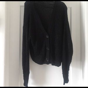 Shiny black knit cardigan