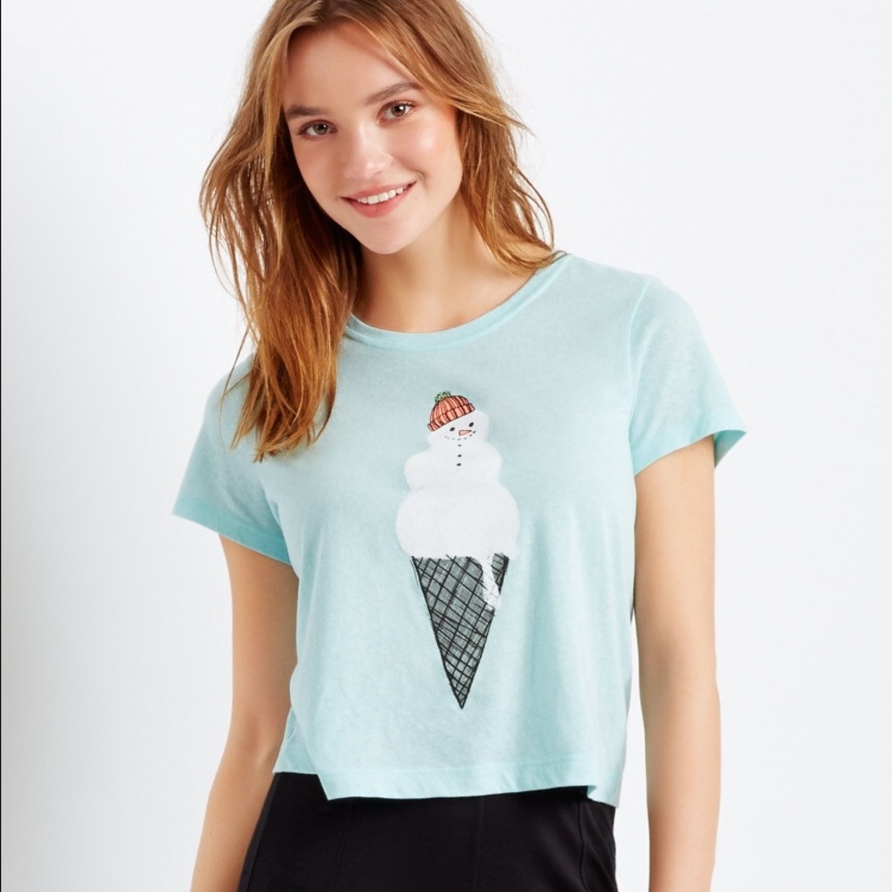 Bethany Mota Snowman Ice Cream Crop Top