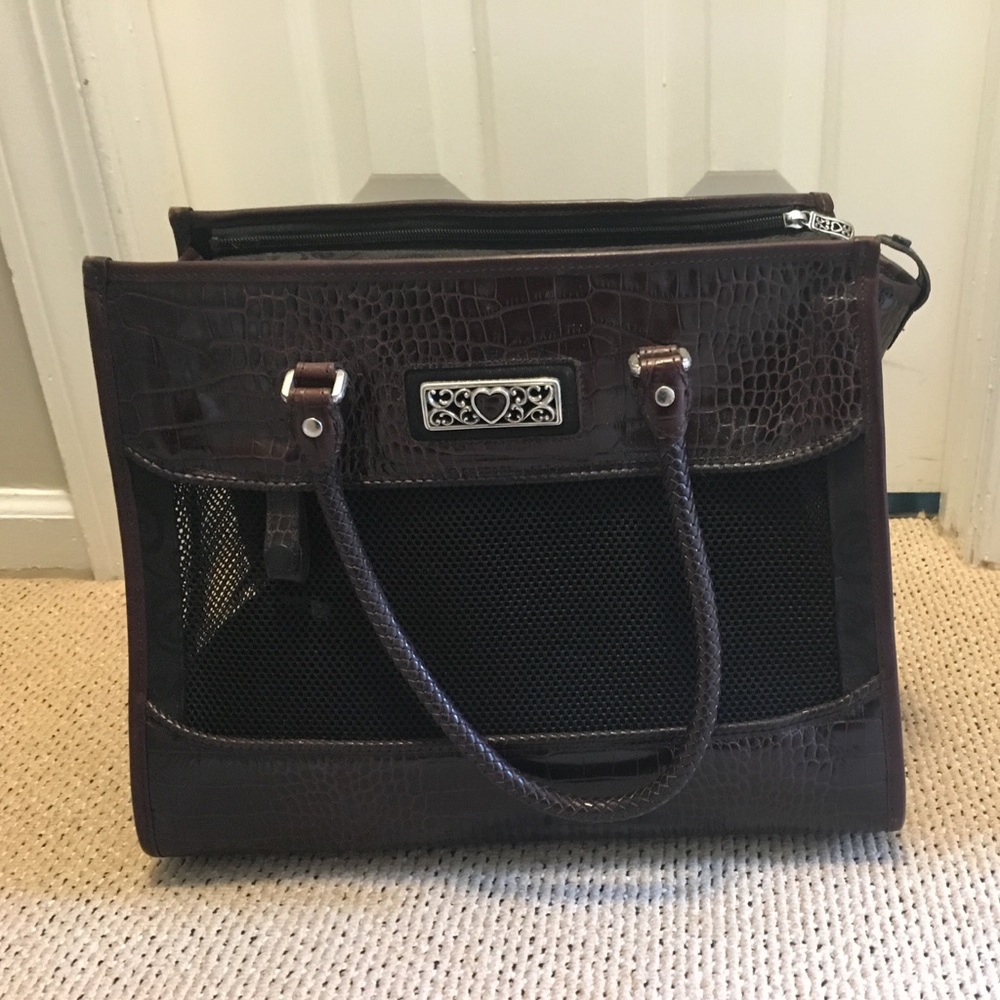 Brighton burgundy croc embossed dog carrier