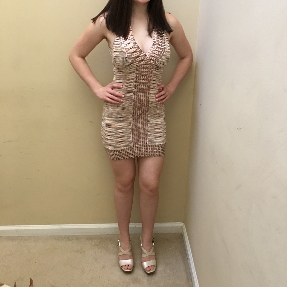 Bebe dress with sequin trim