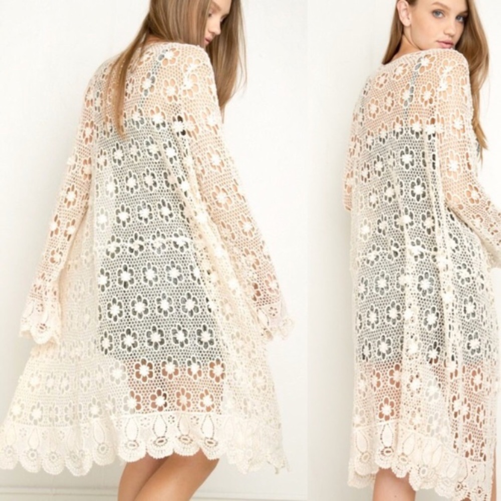 Brandy Melville crotchet floral cardigan