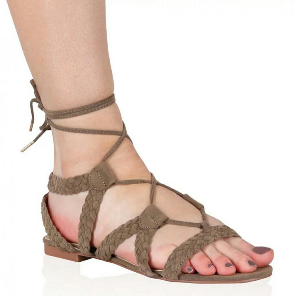 BOHO Taupe flat gladiator sandal taupe