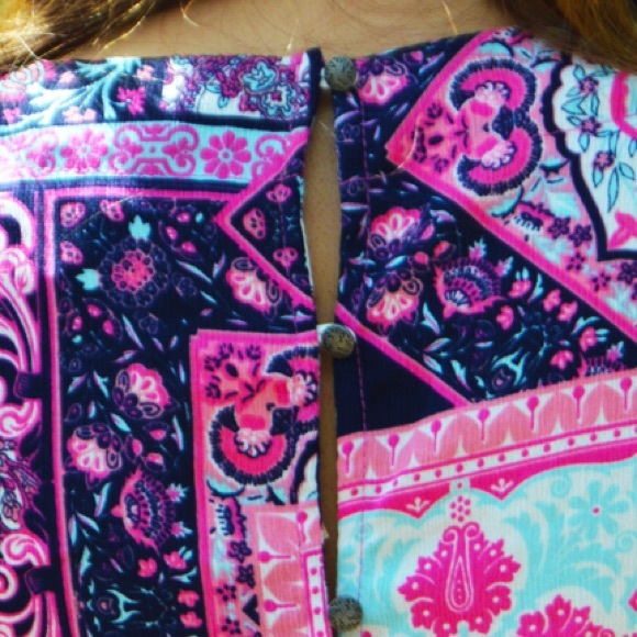 Boutique Sleeveless Pink Purple Tie Waist Romper - Picture 3 of 3