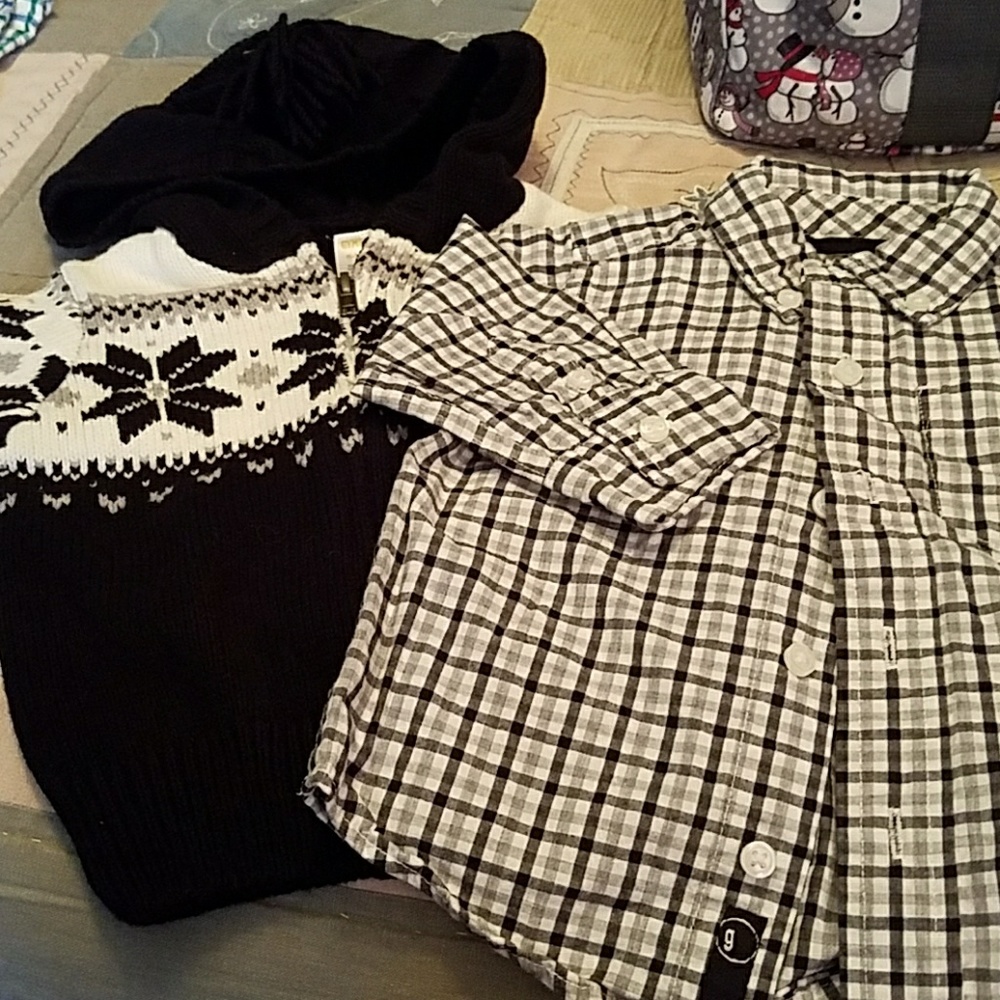 Gymboree Hooded zip sweater & button down set.