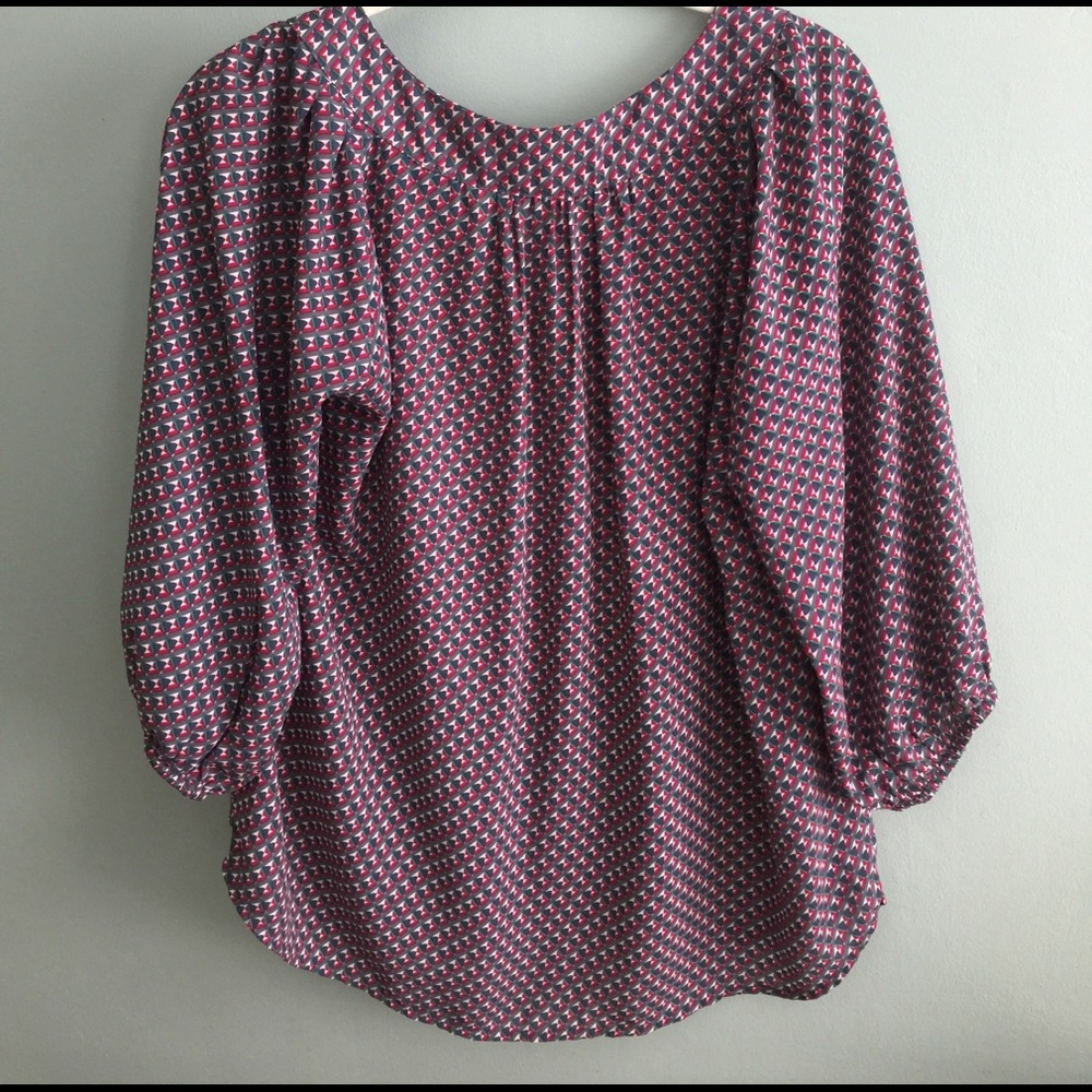 Ezra Red Patterned Blouse, Size Large - image 3