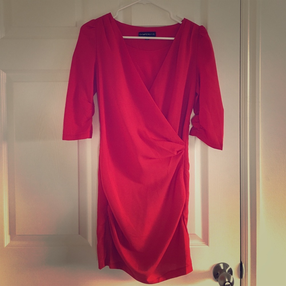 Deep V 3/4 Sleeve Wrap Dress