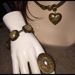 Vintage bronze tone 2pc BRACELET & RING ONLY