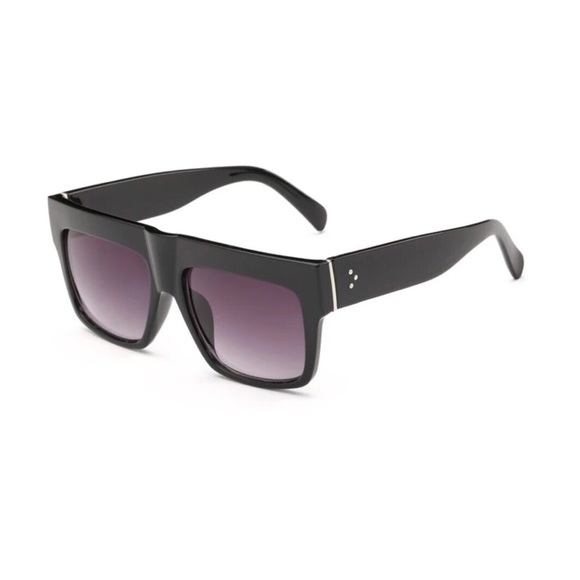 Camellia- Black Flat Top Squared Sunglasses - Picture 4 of 8