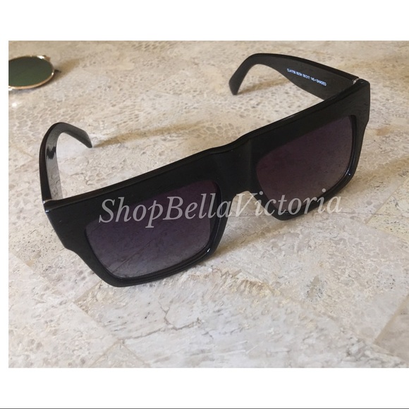 Camellia- Black Flat Top Squared Sunglasses - Picture 8 of 8