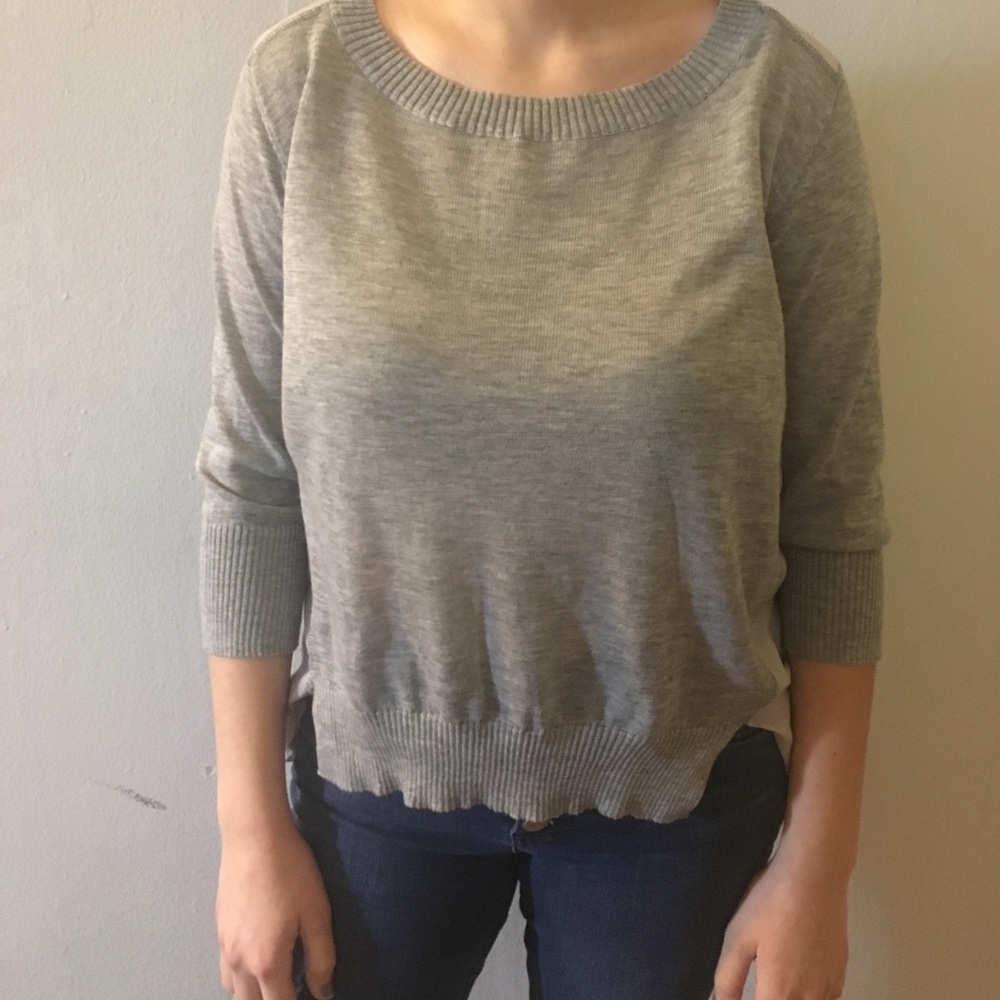 NEW COSTA BLANCA GRAY SWEATER WITH SHEER BACK