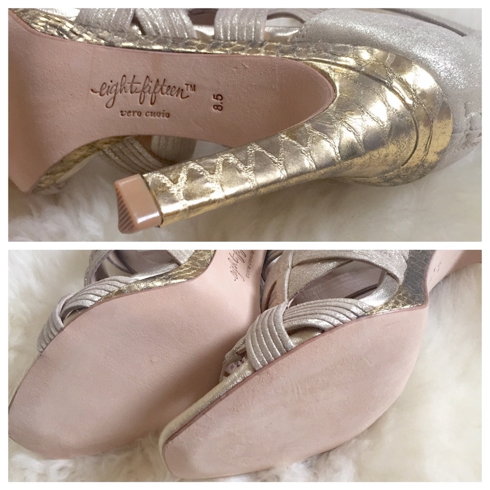 Eight Fifteen Liza Pale Gold Cutout Sandals - Picture 7 of 8