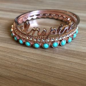 Rose Gold and Mint Bracelet 3 Piece Set