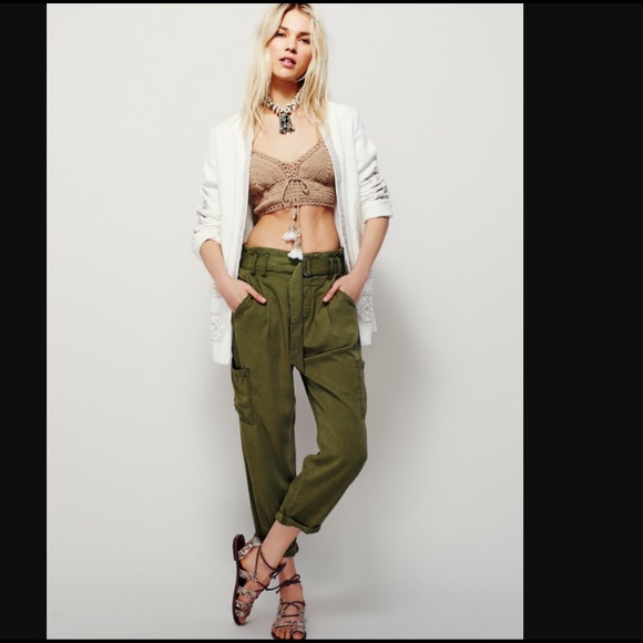 NWT Free People Cargo Pant in Military Green - Picture 2 of 8