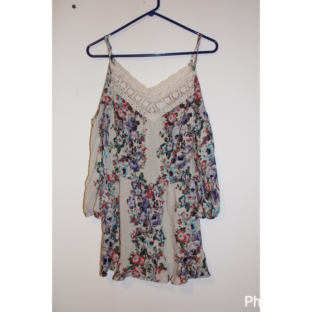 cute flower romper off the shoulder