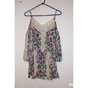 cute flower romper off the shoulder