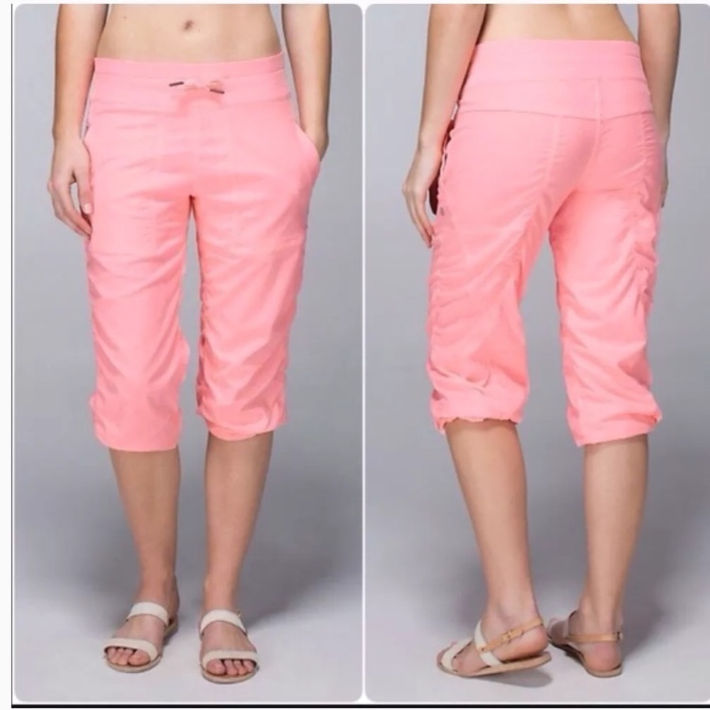 lululemon dance studio crop neon coral size 6 pink