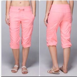 lululemon dance studio crop neon coral size 6 pink