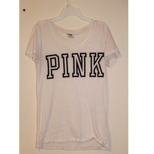 plain white t shirt with pink