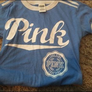 Pink blue and white T-shirt