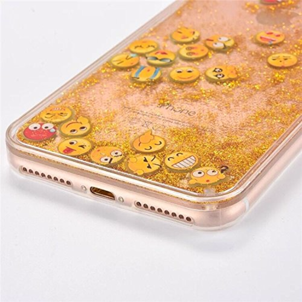 iPhone Gold Emoji Liquid Glitter Case - Picture 2 of 3