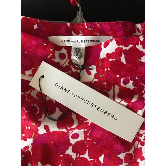 NWT DvF Red and White Floral Skirt Sz 4 - Picture 5 of 5