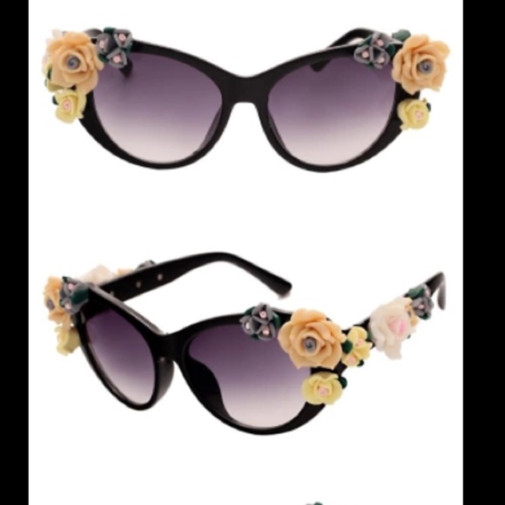 Black floral Cateyes