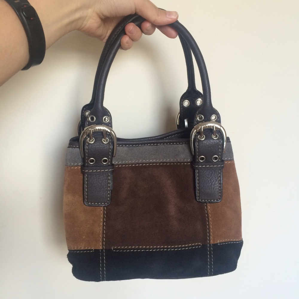 Tignanello Suede Patchwork Perfect 10 Handbag