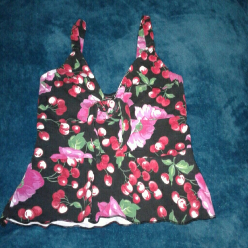 Switchblade Stiletto cherries and blossom tank