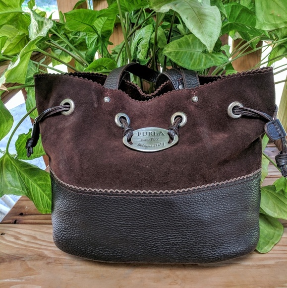 Furla Handbags - Furla Leather/Suede Drawstring Tote
