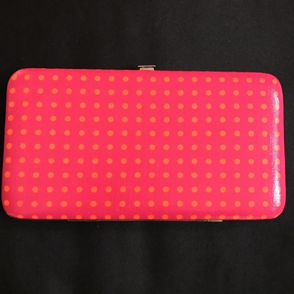 Never used pink and orange polka dot wallet