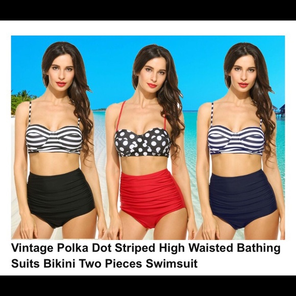 SMALL Red Vintage High Waisted Bikini - Picture 2 of 5