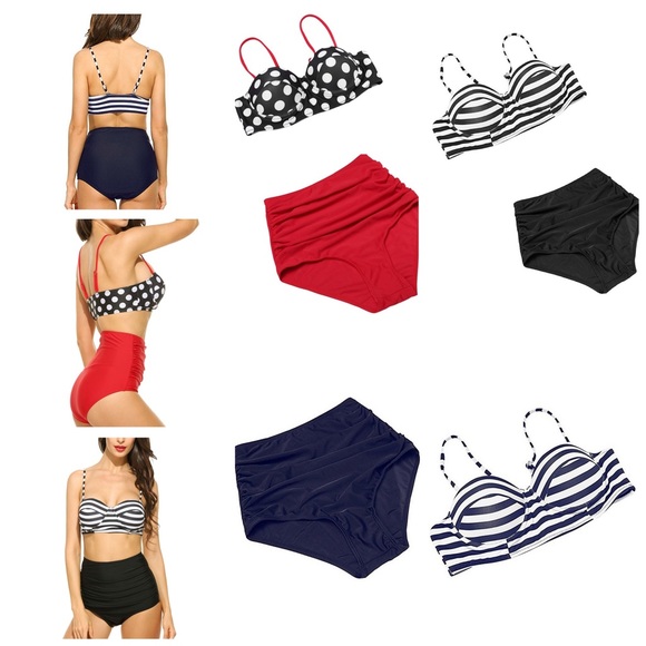 SMALL Red Vintage High Waisted Bikini - Picture 3 of 5