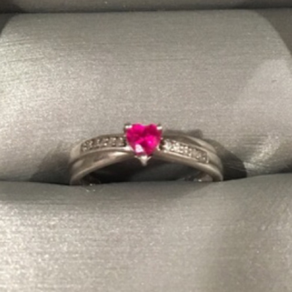 REAL RUBY heart promise ring