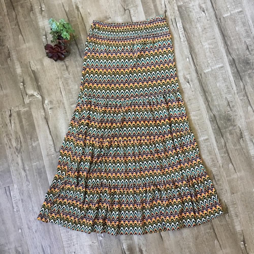 Mimi Chica Tiered Flame Sheer Maxi Skirt EUC Med