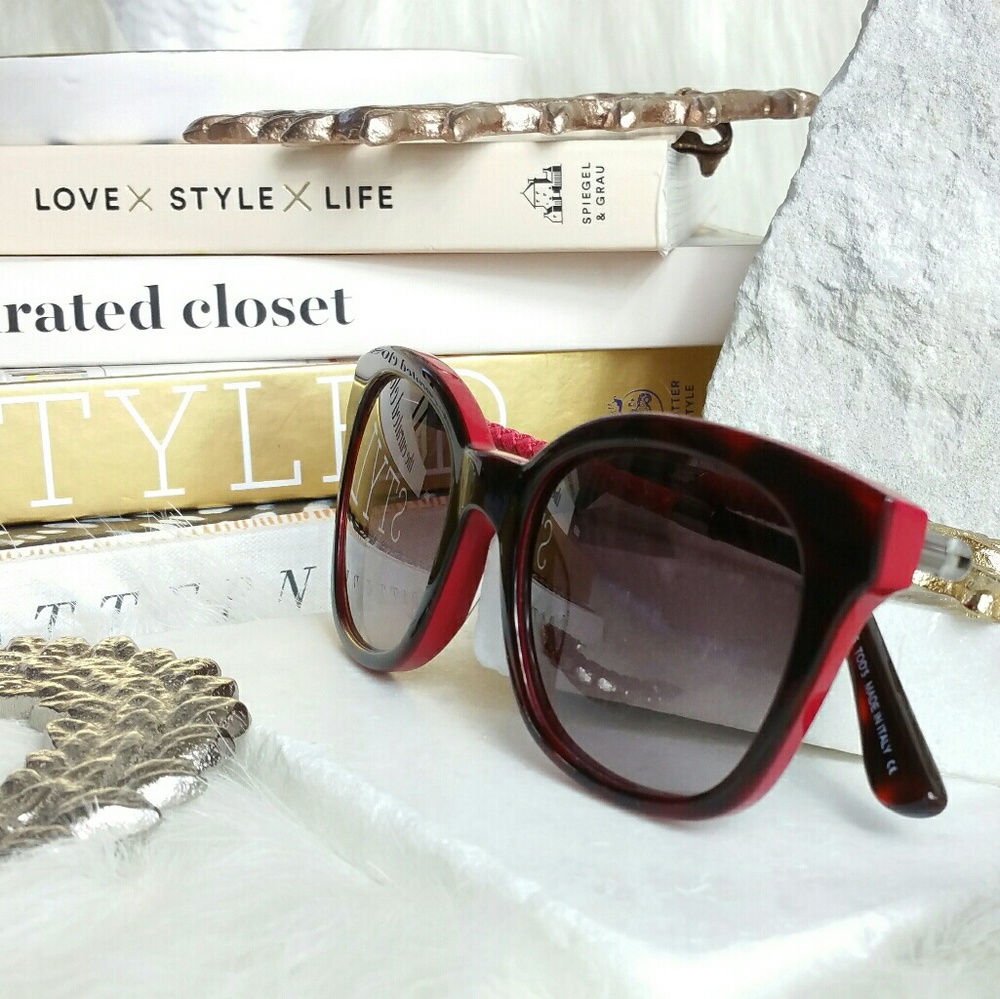 TOD'S cat eye sunglasses braided leather red