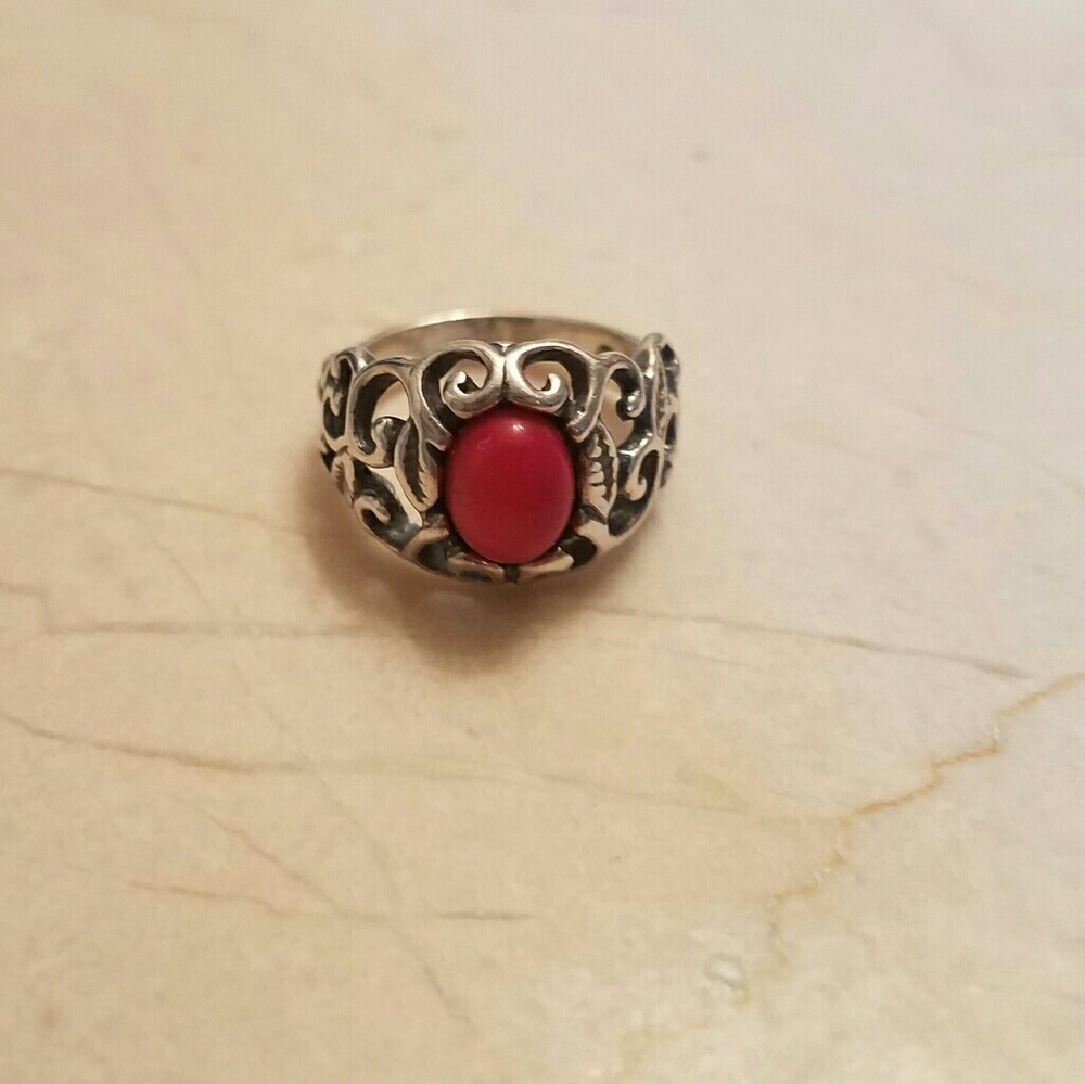 Sterling silver with Coral Stone